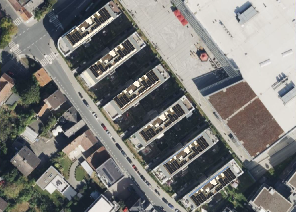 Plandarstellung PV-Anlage auf WEG Bahnstraße